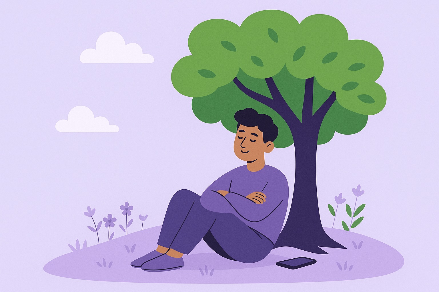 Man sitting underneath a tree